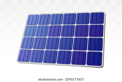 Solar panel. Solar Energy. Solar Cell 3d Isolated on white Background. Vector Illustration.