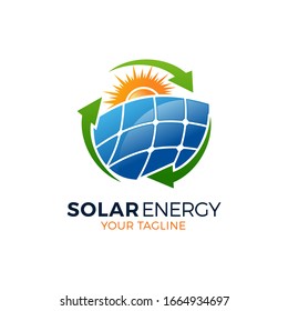 Solar panel energy electric electricity logo design vector template