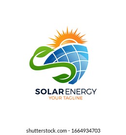 Solar panel energy electric electricity logo design vector template
