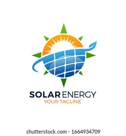 Solar panel energy electric electricity logo design vector template