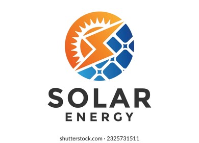 solar panel energy electric logo design template 