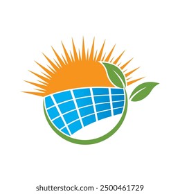 Solar panel energy electric logo design vector template