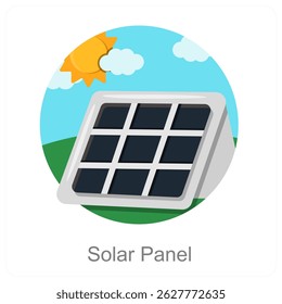 Solar Panel and energy icon concept