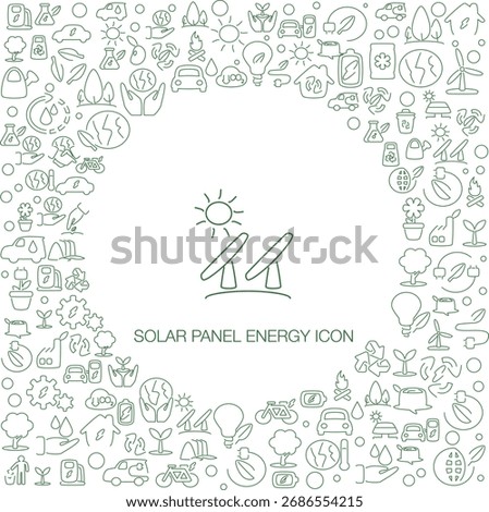 Solar Panel Energy Icon, line style with mosaic icon background, great for web and background use.