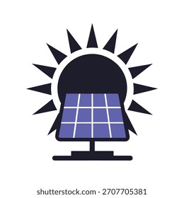 Icono de energía del panel solar sobre un fondo blanco.