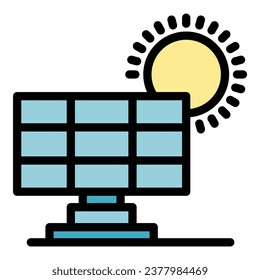 Solar panel energy icon outline vector. Recycle eco. Bottle carbon color flat