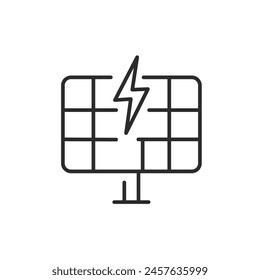 Icono de Energía del Panel Solar. Este icono simboliza el aprovechamiento de la energía solar a través de células fotovoltaicas, indicativo de fuentes de energía renovables y tecnología sostenible. Ilustración vectorial