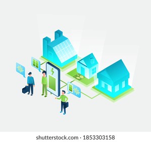 Solar panel energy isometric vector illustration. 