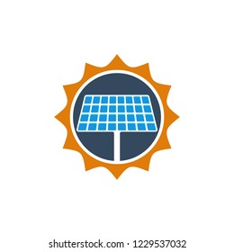 solar panel energy logo icon template vector illustration