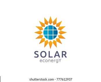 Solar panel energy logo icon. zero waste concept design vector illustration