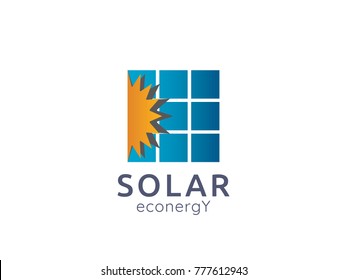 Solar panel energy logo icon. zero waste concept design vector illustration