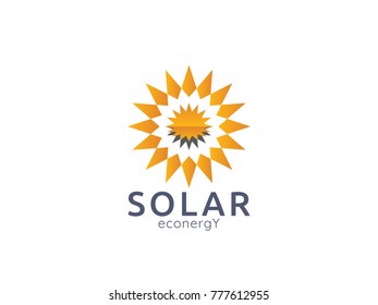 Solar panel energy logo icon. zero waste concept design vector illustration