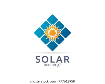 Solar panel energy logo icon. zero waste concept design vector illustration