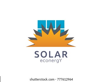 Solar panel energy logo icon. zero waste concept design vector illustration