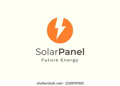 Solar panel energy logo with simple and modern shape for electricity manufacturing and installation company.