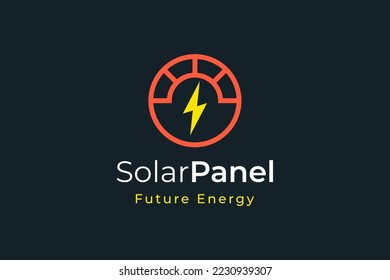 Solar panel energy logo with simple and modern shape for electricity manufacturing and installation company.