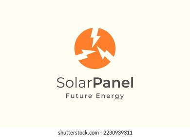 Solar panel energy logo with simple and modern shape for electricity manufacturing and installation company.
