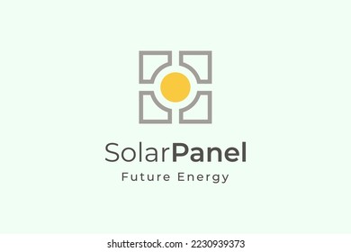 Solar panel energy logo with simple and modern shape for electricity manufacturing and installation company.