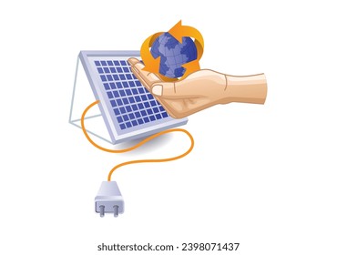 Solar panel energy makes the earth safe Eco green concept