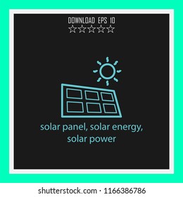 solar panel, solar energy, solar power  vector icon