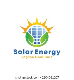Solar panel energy premium vector logo illustration