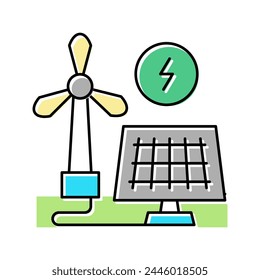 Solarpanel Energiesparende Farbsymbol-Vektorgrafik. Solarpanel Energiesparzeichen. Isolierte Symboldarstellung
