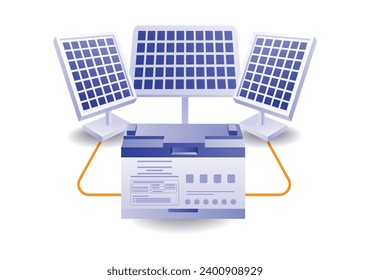 Solar panel energy is stored in the battery