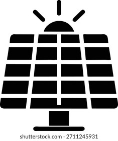 Gráfico de icono de sol de energía del panel solar