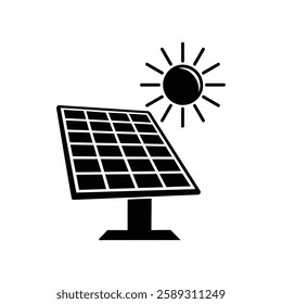 Solar panel energy with sunlight silhouette vector art illustration design template.