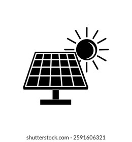 Solar panel energy with sunlight silhouette vector art illustration design template.