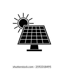 Solar panel energy with sunlight silhouette vector art illustration design template.