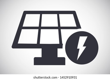Solar panel with energy symbol vector icon