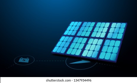 Solar panel with energy technology icons. ecology concept background