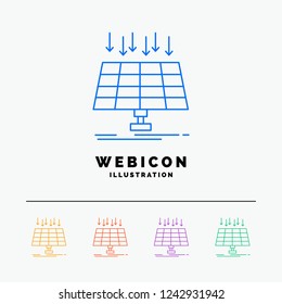 Solar, Panel, Energy, technology, smart city 5 Color Line Web Icon Template isolated on white. Vector illustration