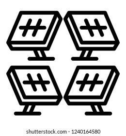 Solar panel farm icon. Outline solar panel farm vector icon for web design isolated on white background