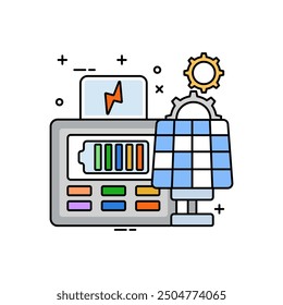 Icono del color de relleno del panel solar, Ilustración vectorial