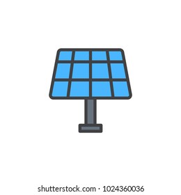 Solar panel filled outline icon, line vector sign, linear colorful pictogram isolated on white. Eco, save energy symbol, logo illustration. Pixel perfect vector graphics