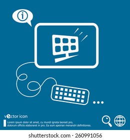 Solar panel and flat design elements. Line icons for application development, web page coding and programming, creative process, social media, print.