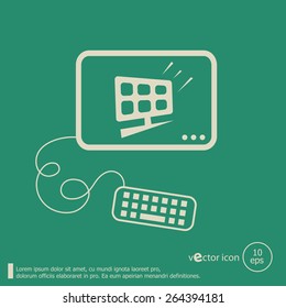 Solar panel and flat design elements. Line icons for application development, web page coding and programming, web design, creative process, social media, seo.