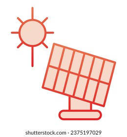 Solar panel flat icon. Sun energy red icons in trendy flat style. Solar power gradient style design, designed for web and app. Eps 10