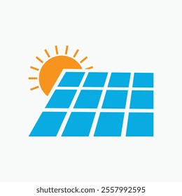 Solar Panel Flat Icon, Sun Light Eco-Friendly Green Energy Power Storage Battery Illustration Vector.