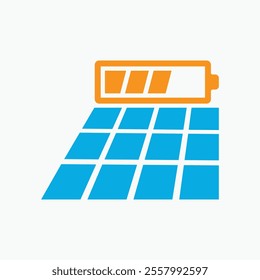 Solar Panel Flat Icon, Sun Light Eco-Friendly Green Energy Power Storage Battery Illustration Vector.