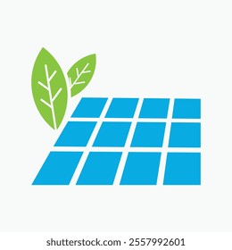 Solar Panel Flat Icon, Sun Light Eco-Friendly Green Energy Power Storage Battery Illustration Vector.