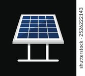 Solar panel flat vector illustration isolated on black background