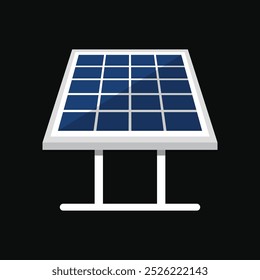 Solar panel flat vector illustration isolated on black background