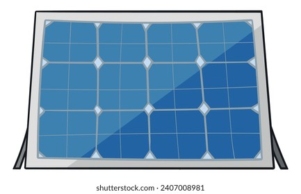 Solar panel front view colored doodle vector illustration. Isolated on white background