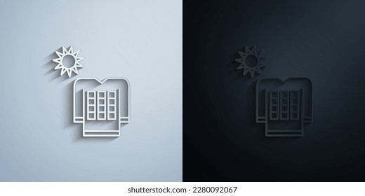Solar panel, gadget paper icon with shadow effect vector illuistration design