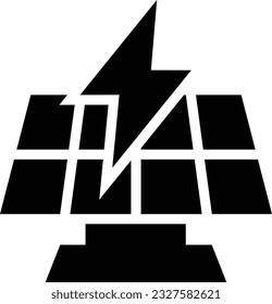 Solar Panel Glyph Icon - Single Icon, Vector 