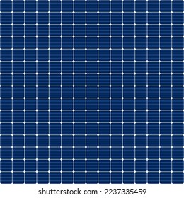 Cuadrícula de panel solar sin soldadura. La textura de la batería eléctrica del sol. Patrón de células solares. Panel de la batería de energía solar con fondo transparente. Fuente de energía alternativa. Ilustración vectorial sobre fondo azul.