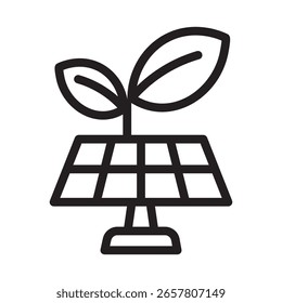 Panel solar con crecimiento de hojas de icono de crecimiento de energía renovable